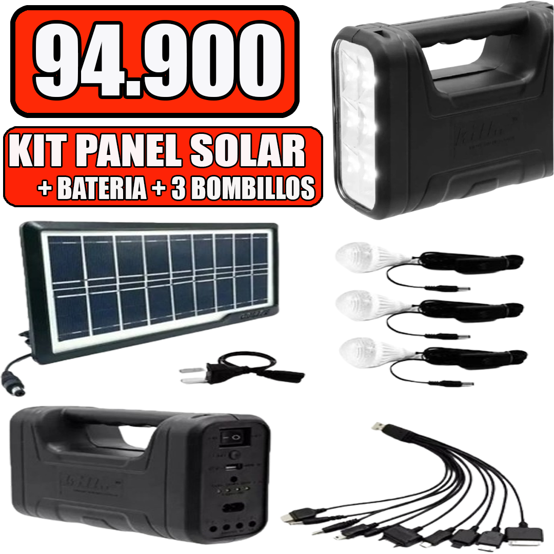 Kit Solar Panel 3 Bombillos Bateria