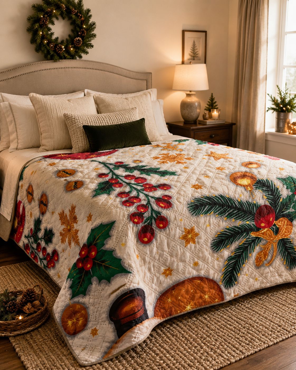 COLCHAS NAVIDAD DOBLE FAZ + FUNDAS PARA ALMOHADA DOBLE FAZ