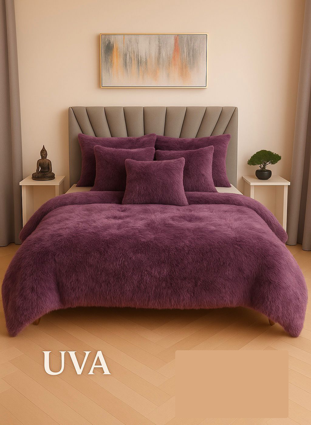 Edredon Peludo Piel De Ganso- INCLUYE  5 PIEZAS  [1 Plumón nórdico .  2 Fundas de almohada   2 Fundas decorativas para cojines]