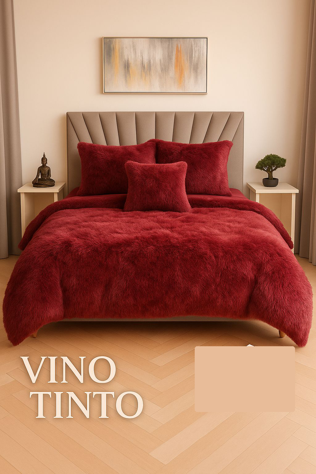 Edredon Peludo Piel De Ganso- INCLUYE  5 PIEZAS  [1 Plumón nórdico .  2 Fundas de almohada   2 Fundas decorativas para cojines]