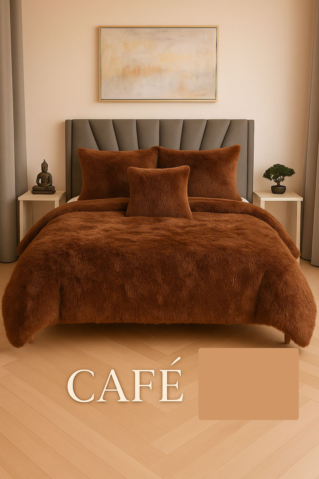 Edredon Peludo Piel De Ganso- INCLUYE  5 PIEZAS  [1 Plumón nórdico .  2 Fundas de almohada   2 Fundas decorativas para cojines]