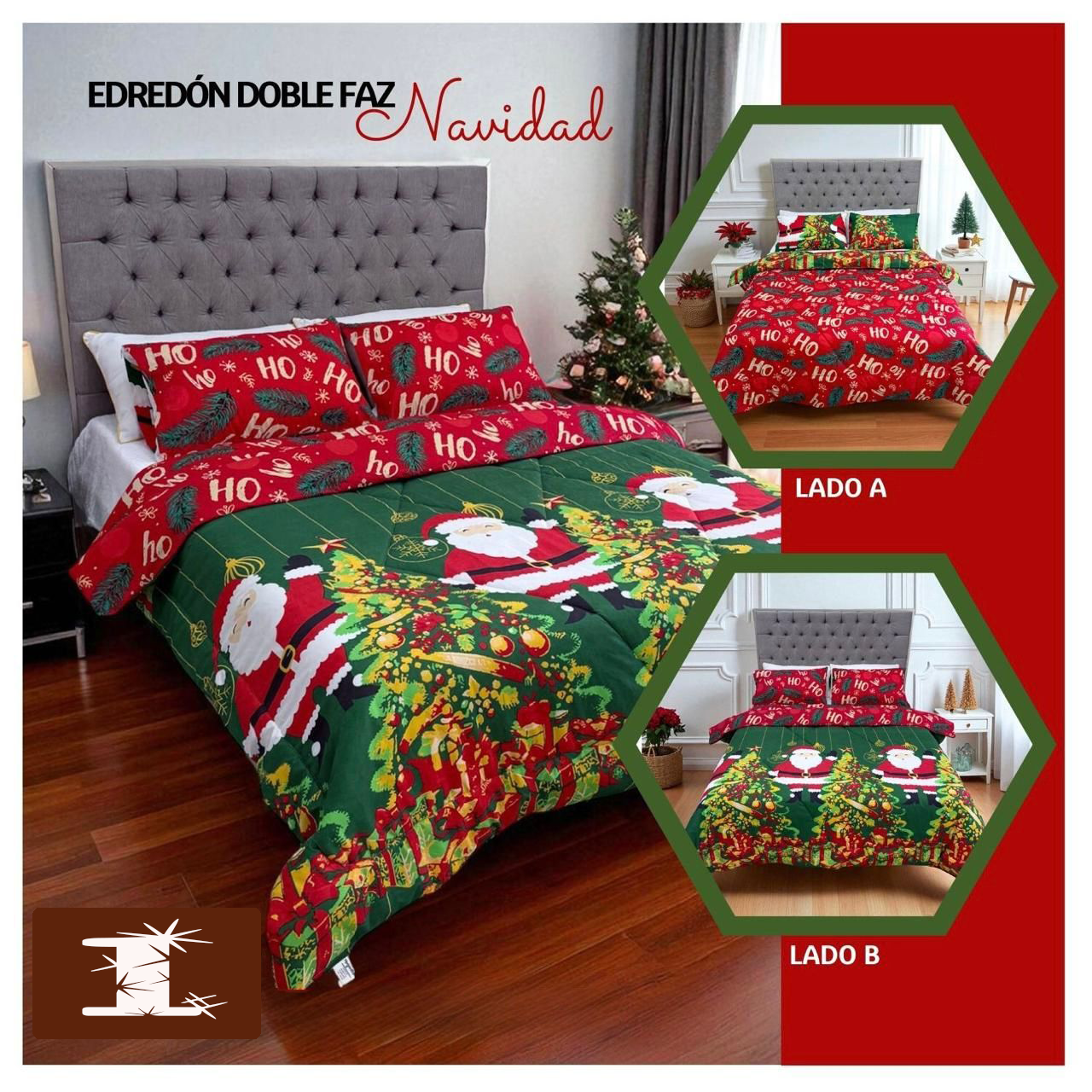 EDREDON DOBLE FAZ + FUNDAS  NAVIDAD OFERTA