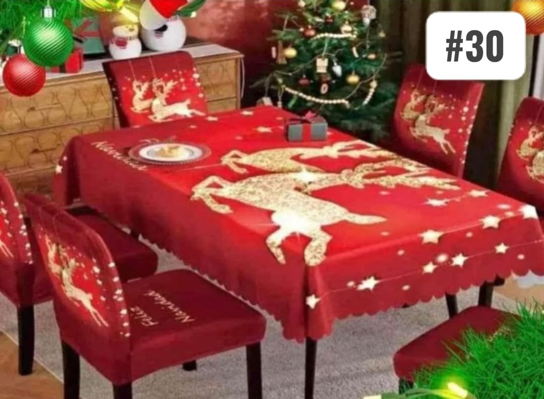 MANTEL MAS FORROS SILLAS NAVIDEÑAS 7 PIEZAS
