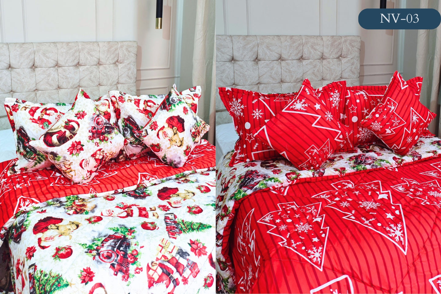 EDREDON NAVIDAD 5 PIEZAS  DOBLE FAZ PARA TAMAÑO QEEN Y KING