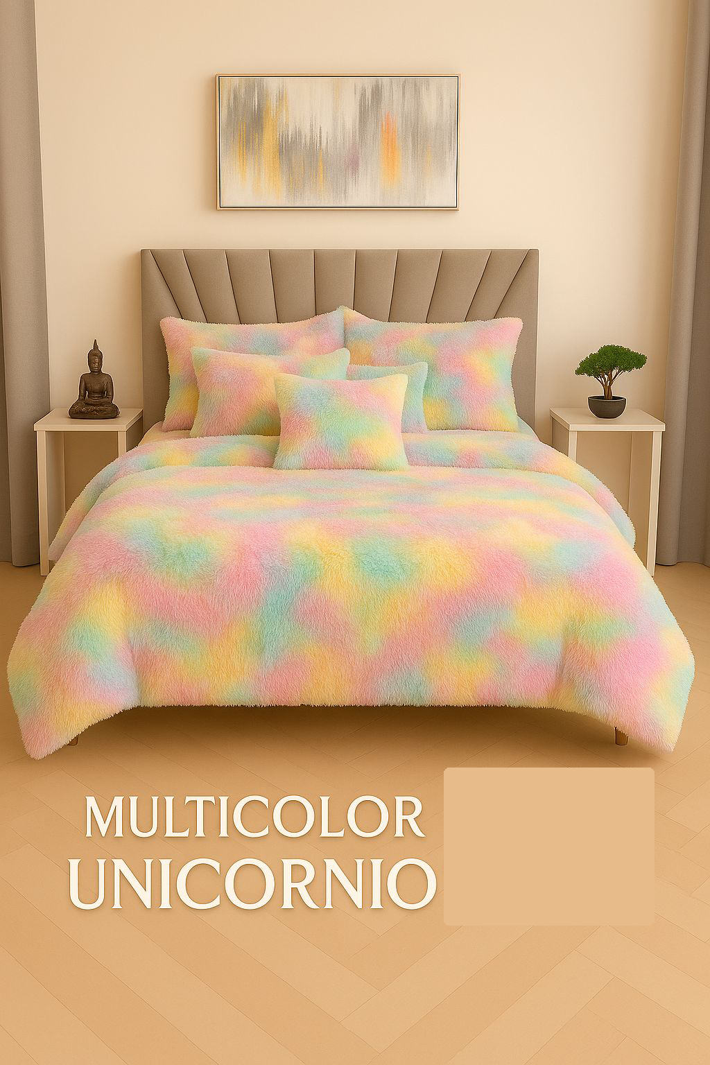 Edredon Peludo Piel De Ganso- INCLUYE  5 PIEZAS  [1 Plumón nórdico .  2 Fundas de almohada   2 Fundas decorativas para cojines]