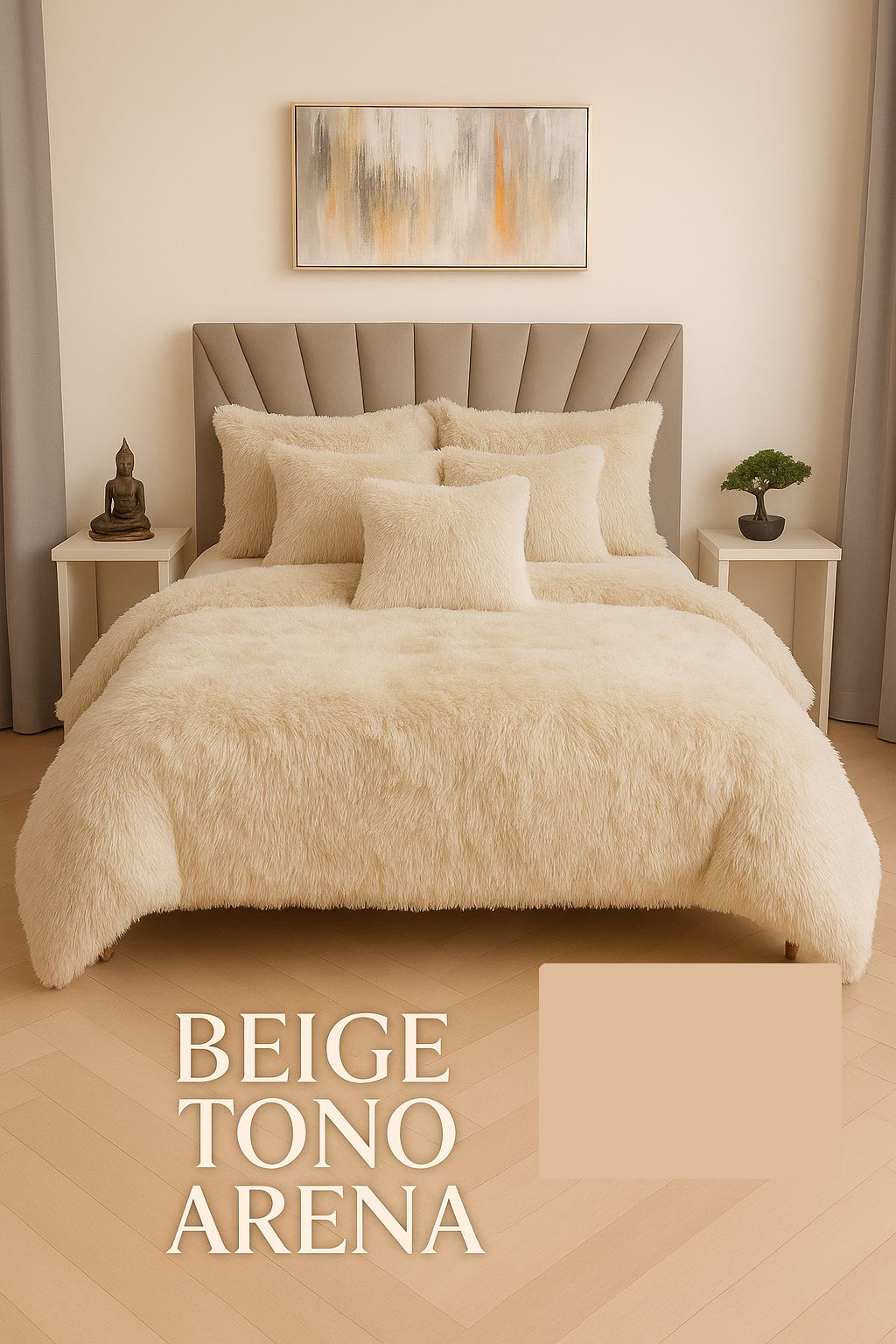 Edredon Peludo Piel De Ganso- INCLUYE  5 PIEZAS  [1 Plumón nórdico .  2 Fundas de almohada   2 Fundas decorativas para cojines]