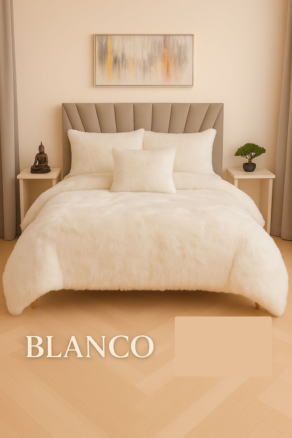 Edredon Peludo Piel De Ganso- INCLUYE  5 PIEZAS  [1 Plumón nórdico .  2 Fundas de almohada   2 Fundas decorativas para cojines]