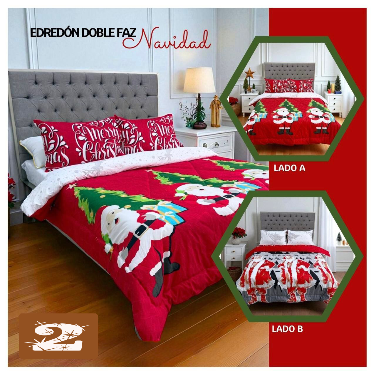 EDREDON DOBLE FAZ + FUNDAS  NAVIDAD OFERTA