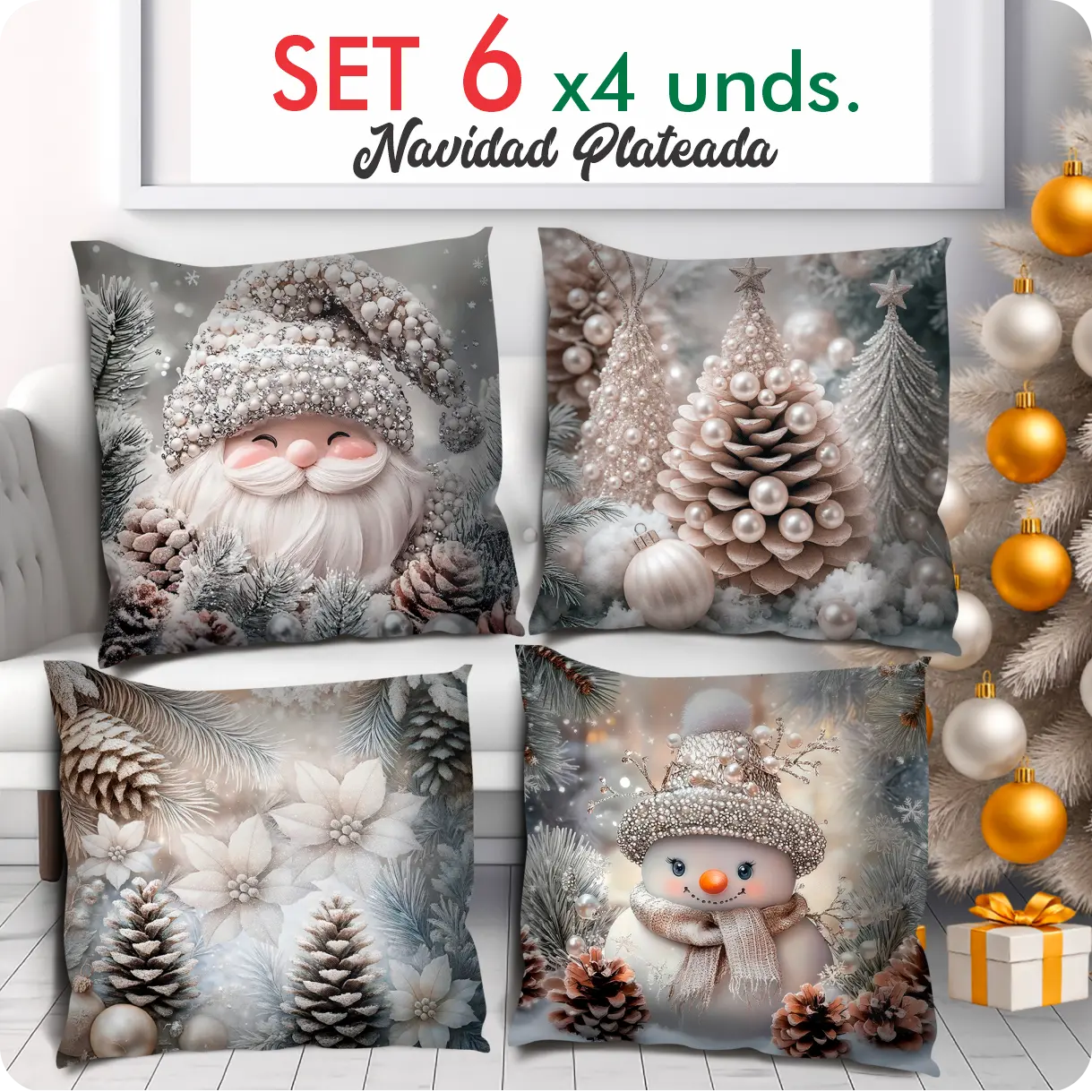 FUNDAS PARA COJINES X 4 UNIDADES