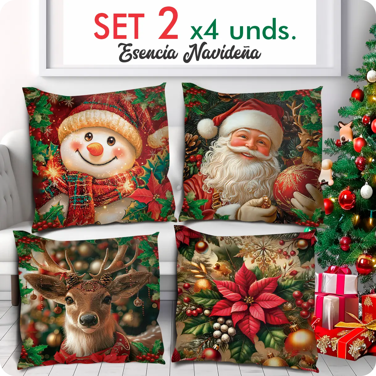 FUNDAS PARA COJINES X 4 UNIDADES