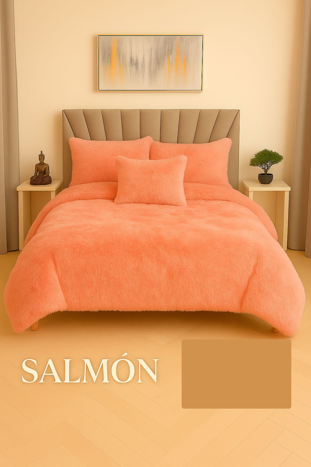 Edredon Peludo Piel De Ganso- INCLUYE  5 PIEZAS  [1 Plumón nórdico .  2 Fundas de almohada   2 Fundas decorativas para cojines]