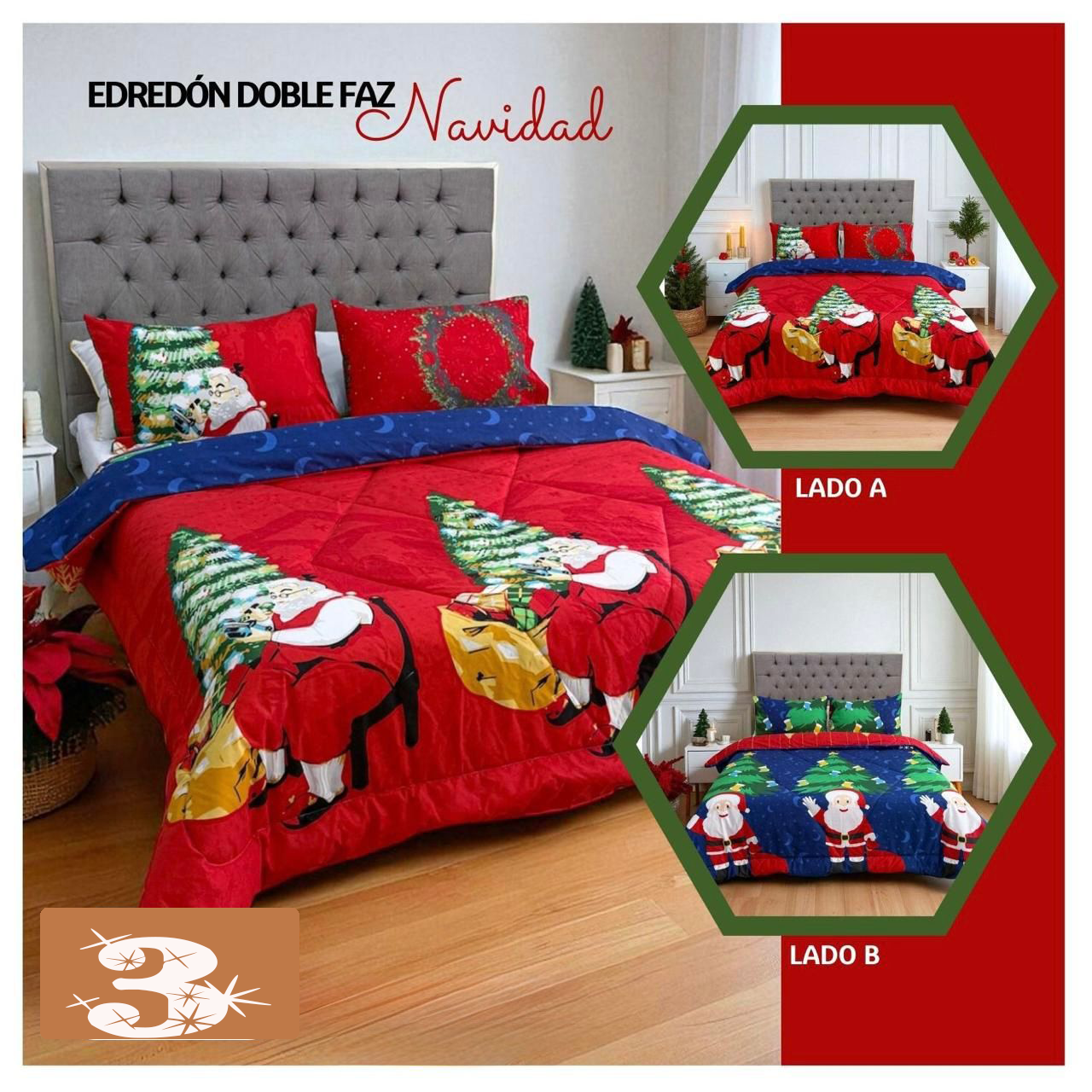 EDREDON DOBLE FAZ + FUNDAS  NAVIDAD OFERTA