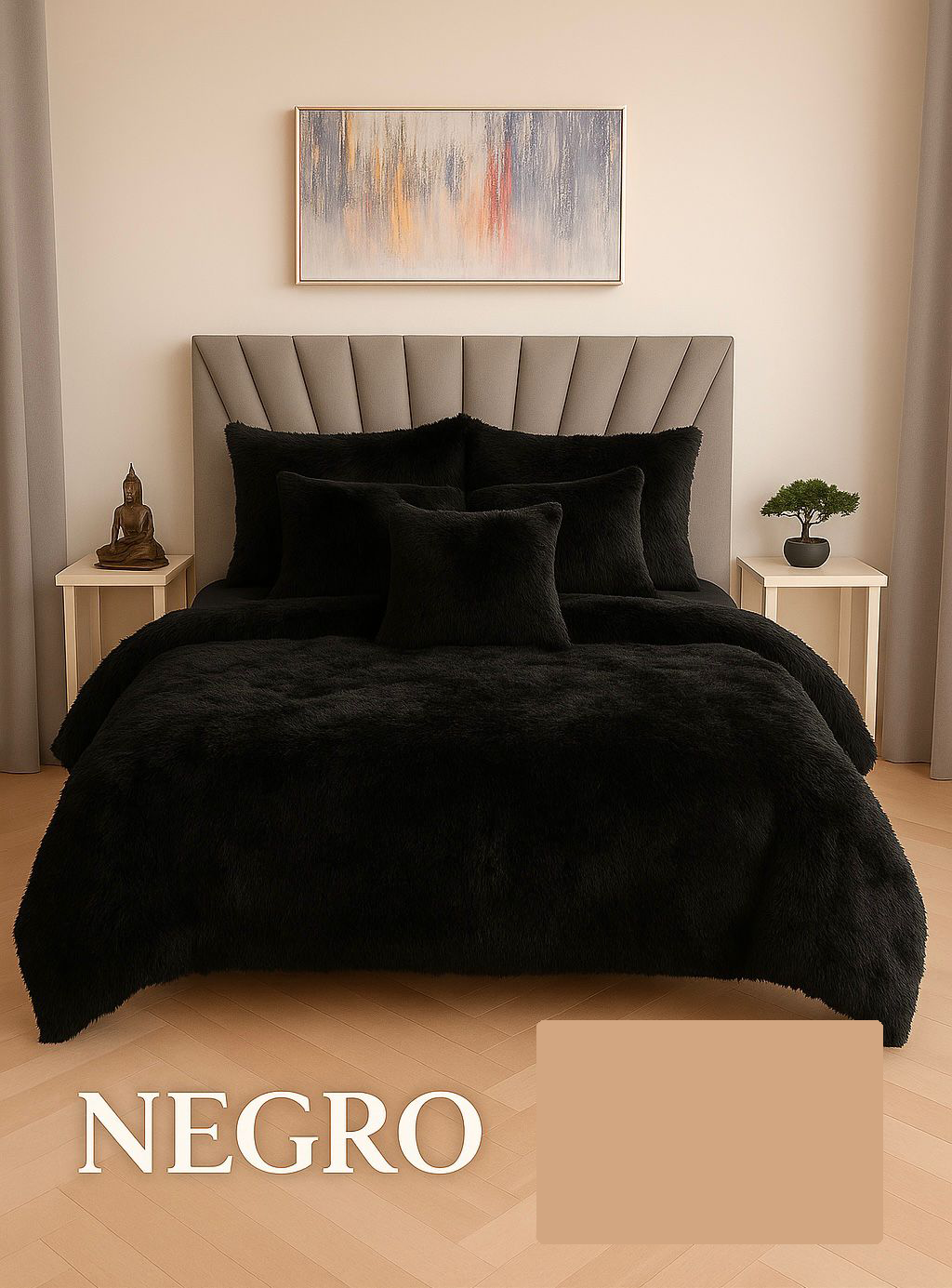 Edredon Peludo Piel De Ganso- INCLUYE  5 PIEZAS  [1 Plumón nórdico .  2 Fundas de almohada   2 Fundas decorativas para cojines]