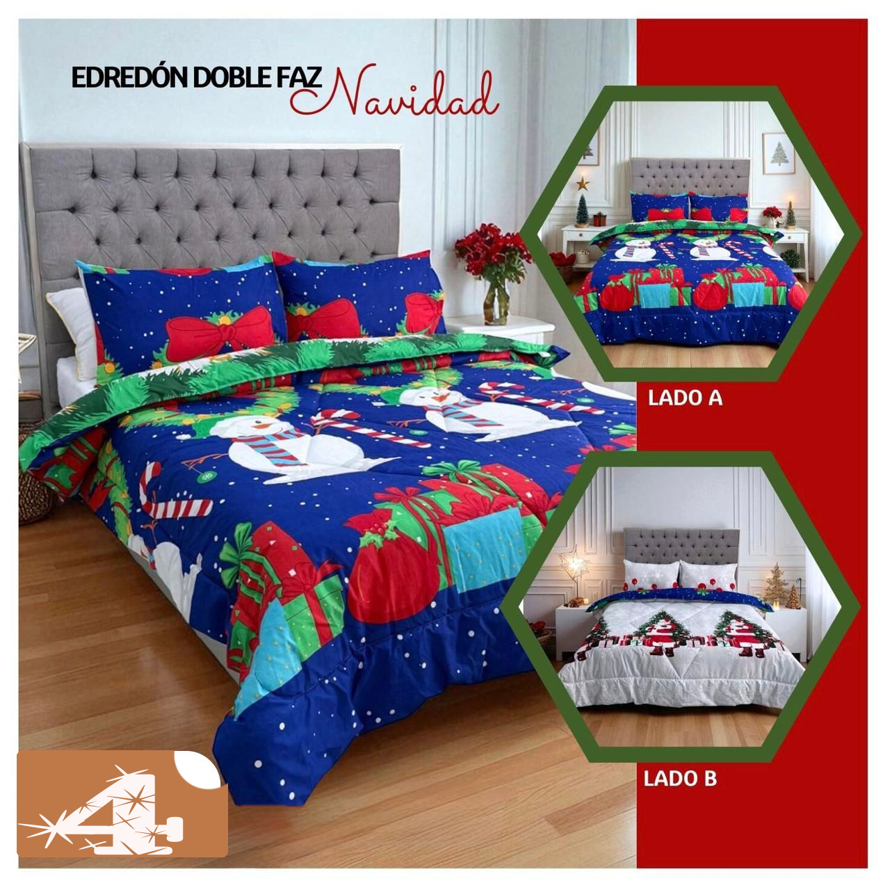 EDREDON DOBLE FAZ + FUNDAS  NAVIDAD OFERTA