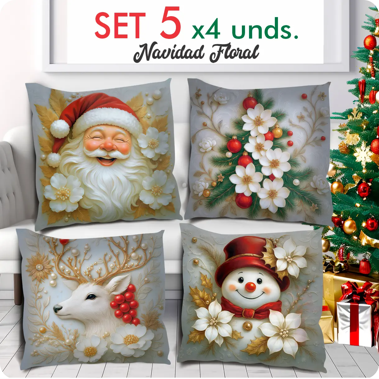 FUNDAS PARA COJINES X 4 UNIDADES