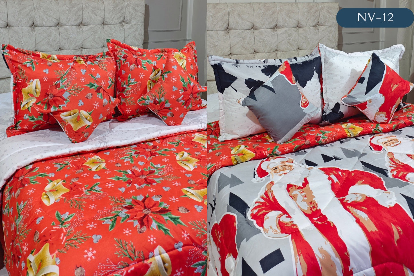 EDREDON NAVIDAD 5 PIEZAS  DOBLE FAZ PARA TAMAÑO QEEN Y KING