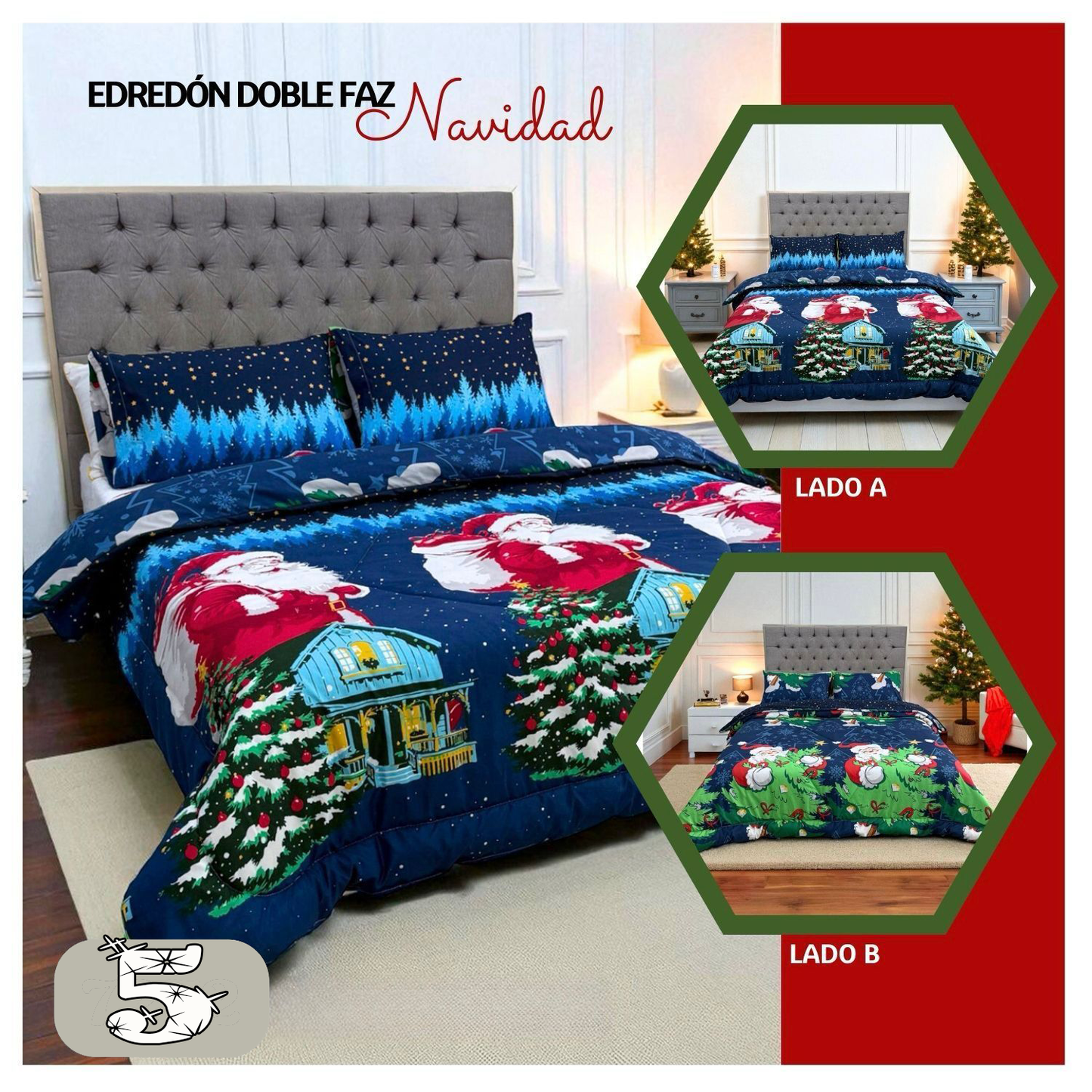EDREDON DOBLE FAZ + FUNDAS  NAVIDAD OFERTA