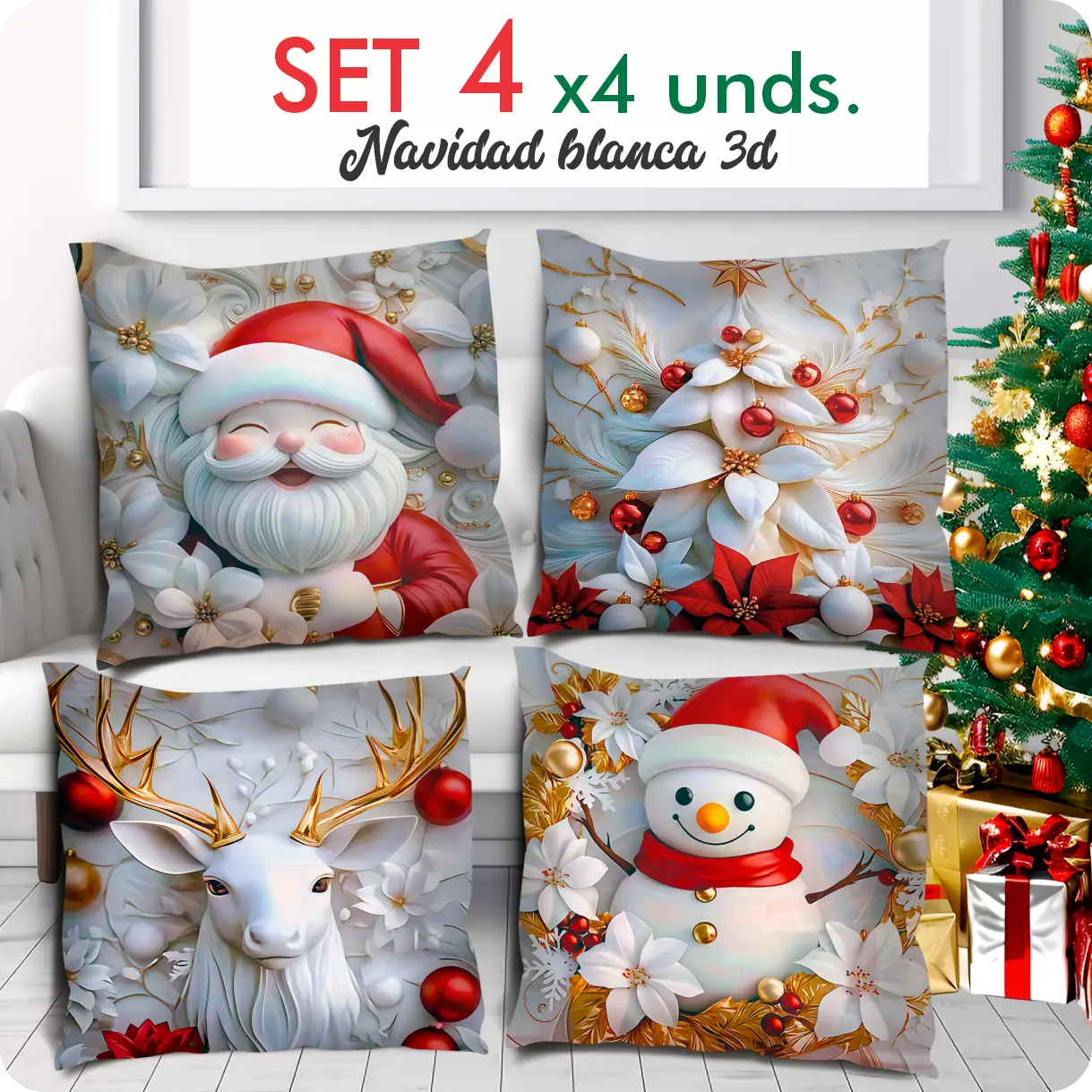 FUNDAS PARA COJINES X 4 UNIDADES