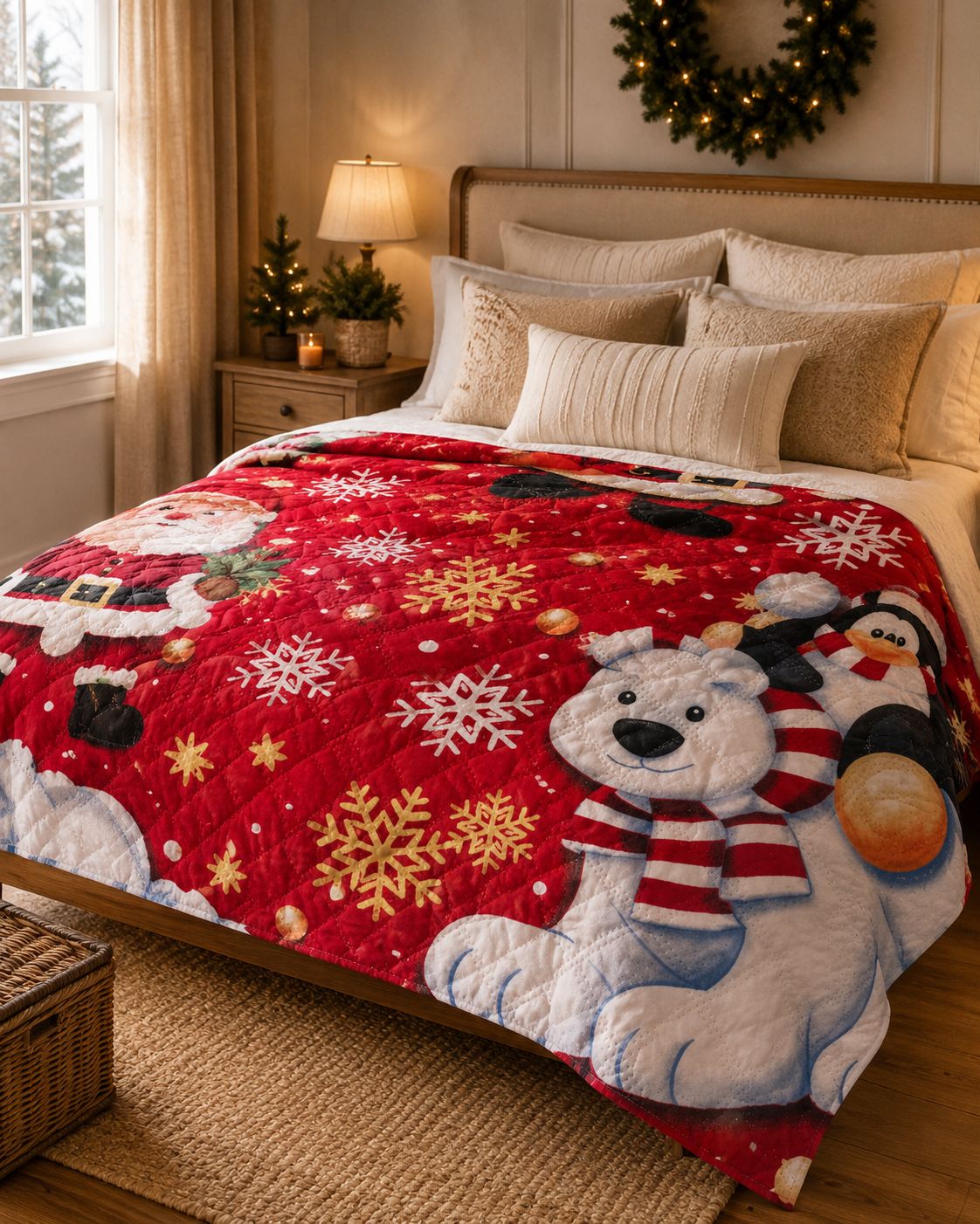 COLCHAS NAVIDAD DOBLE FAZ + FUNDAS PARA ALMOHADA DOBLE FAZ