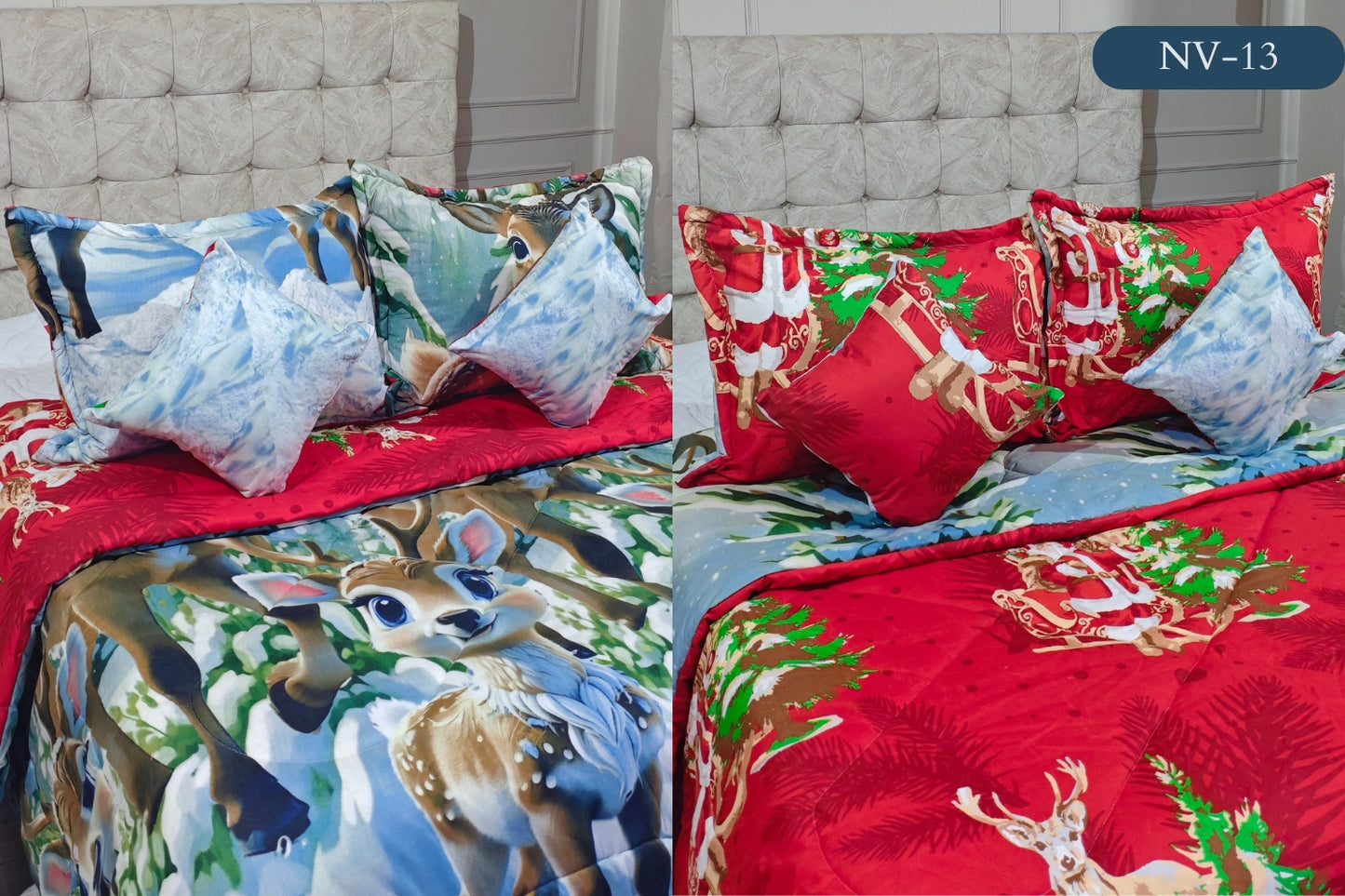 EDREDON NAVIDAD 5 PIEZAS  DOBLE FAZ PARA TAMAÑO QEEN Y KING