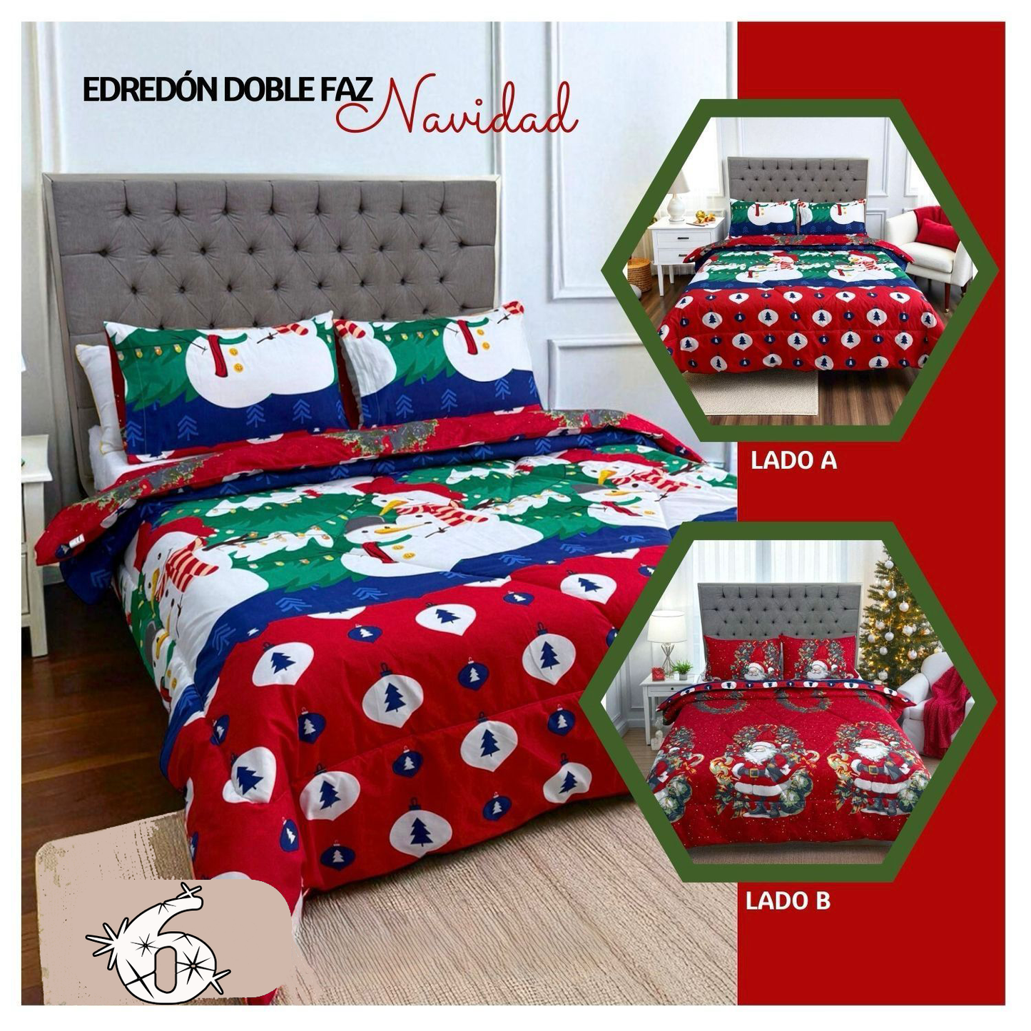 EDREDON DOBLE FAZ + FUNDAS  NAVIDAD OFERTA