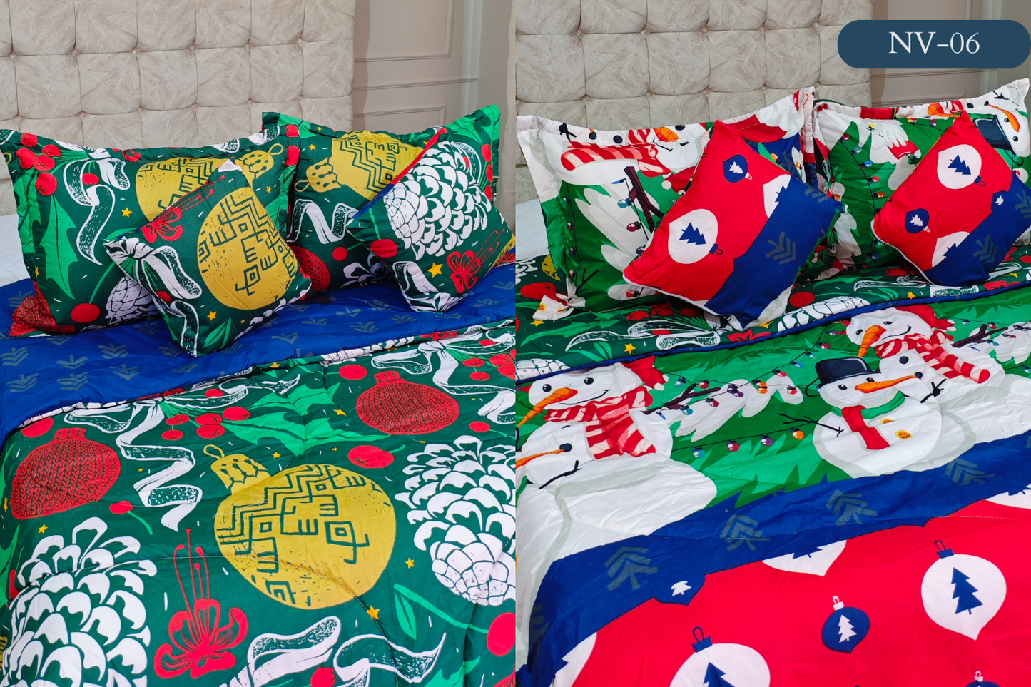 EDREDON NAVIDAD 5 PIEZAS  DOBLE FAZ PARA TAMAÑO QEEN Y KING