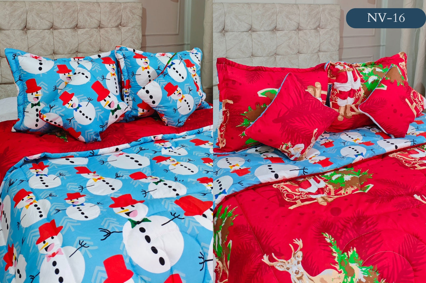 EDREDON NAVIDAD 5 PIEZAS  DOBLE FAZ PARA TAMAÑO QEEN Y KING