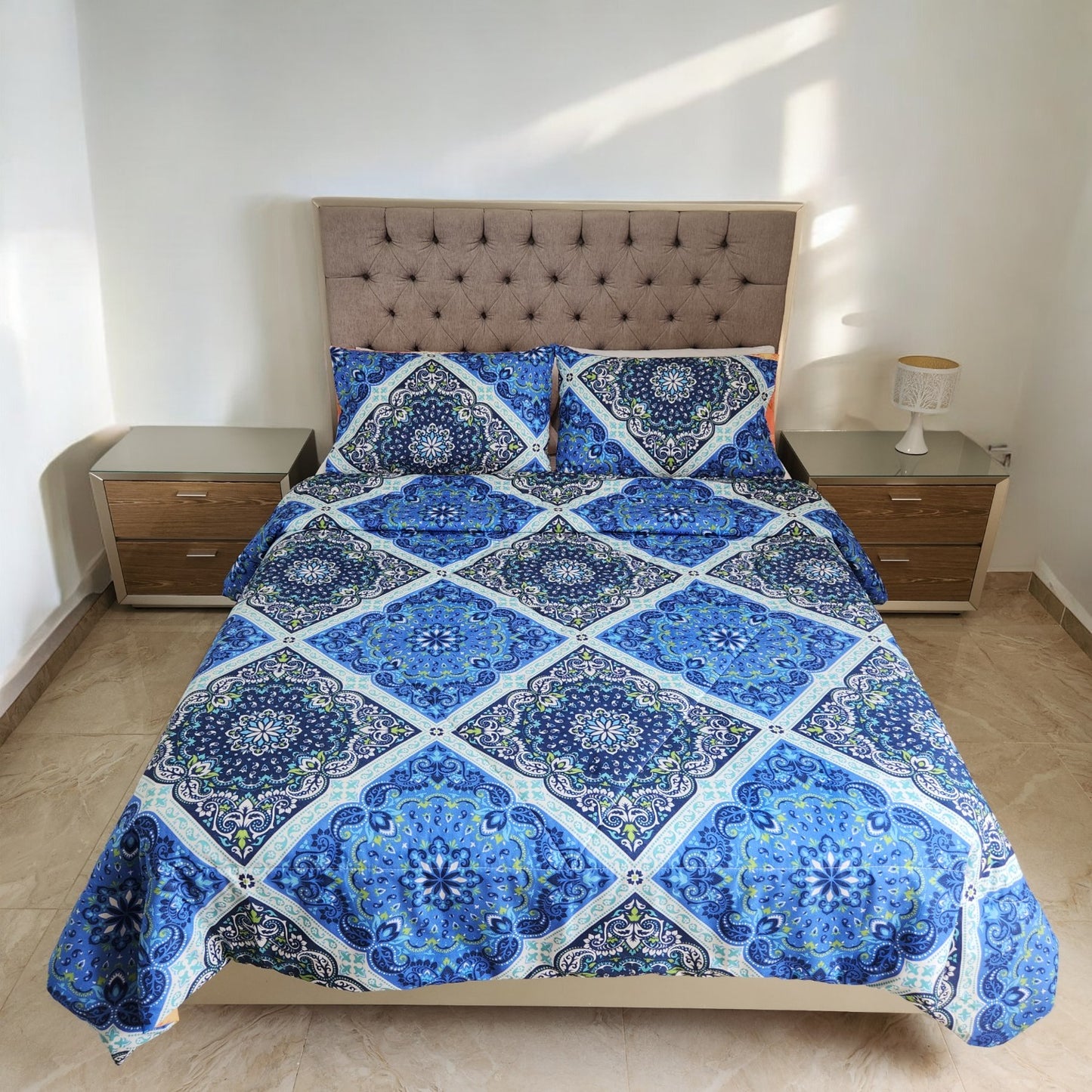 Edredon Cubrelecho Doble Faz Cama Doble + DOS FUNDAS ALMOHADA