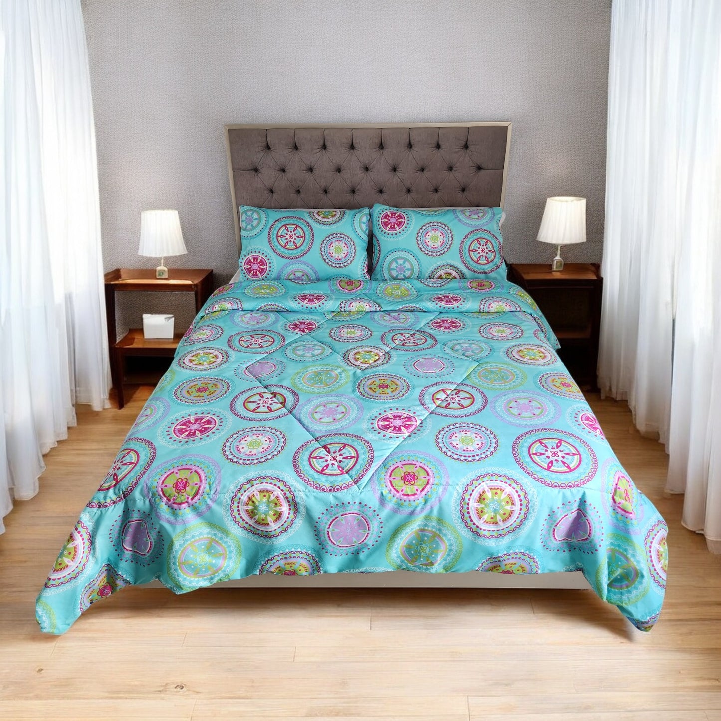 Edredon Cubrelecho Doble Faz Cama Doble + DOS FUNDAS ALMOHADA