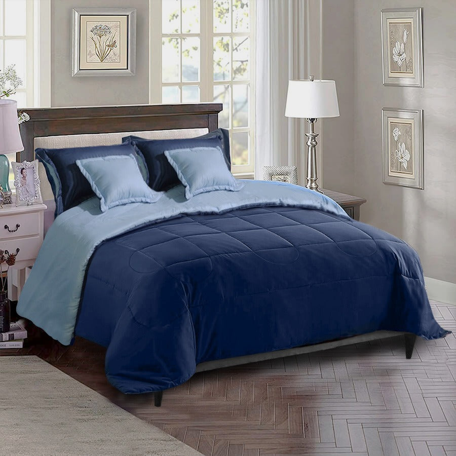 Edredon Doble Faz 5 Piezas Unicolor