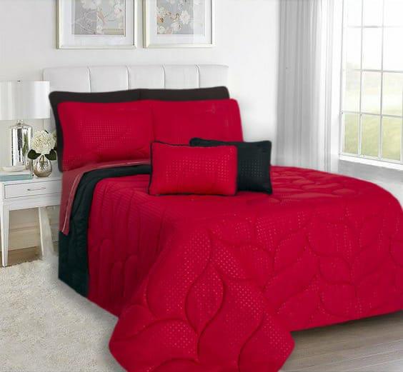 Edredon Doble Faz 5 Piezas Unicolor