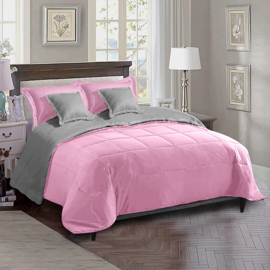 Edredon Doble Faz 5 Piezas Unicolor