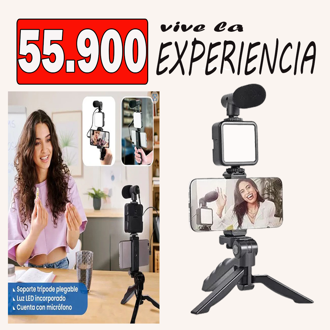 Tripode + Luz Led + Microfono